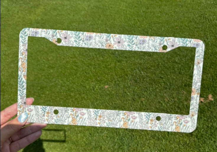 Floral-License Plate Frame