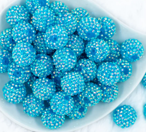 Jelly Blue Rhinestone Bubblegum Beads