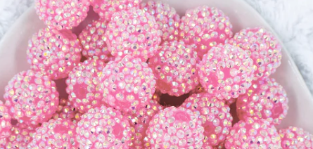 Jelly Pink Rhinestone Bubblegum Beads