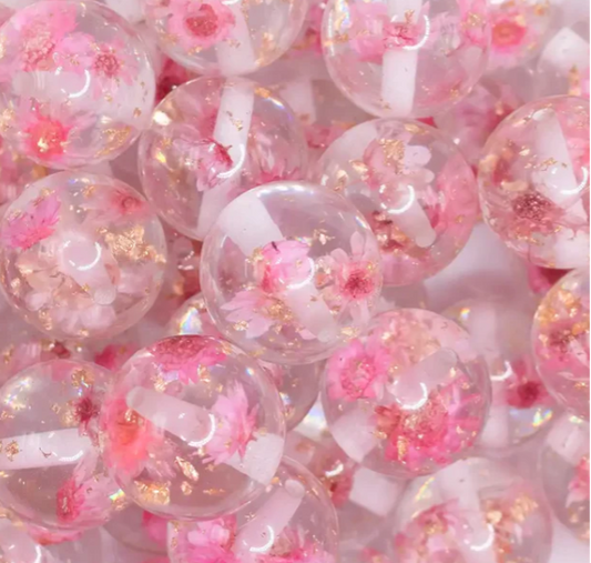 Light Pink Flaked Flower Bubblegum Bead