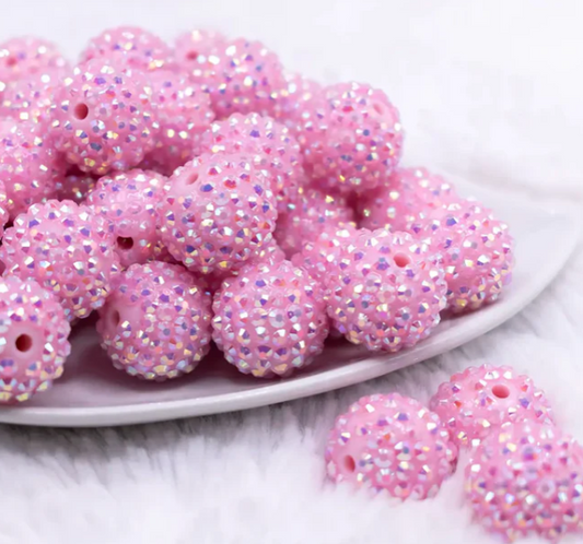 Light Pink Rhinestone Bubblegum Beads