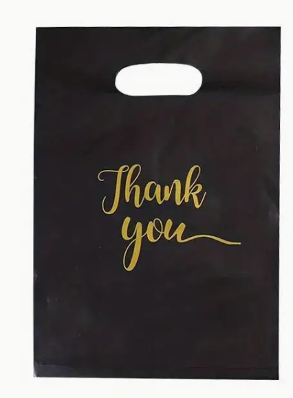 Black Thank You Shopping Bags-Small