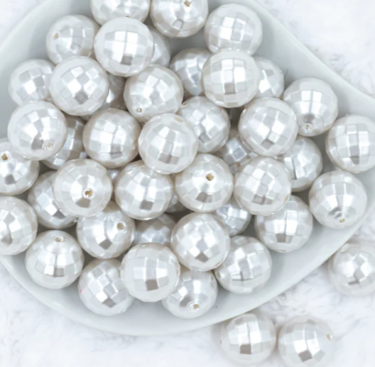 White Pearl Acrylic Disco Bubblegum Beads